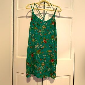 Xhilaration floral green slip dress size large